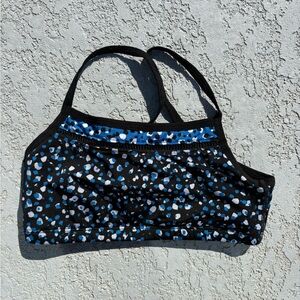 Beyond Yoga Black and Blue Speckled Sports Bra S